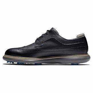 Men's Footjoy Traditions Spikes Golf Shoes Black NZ-529476